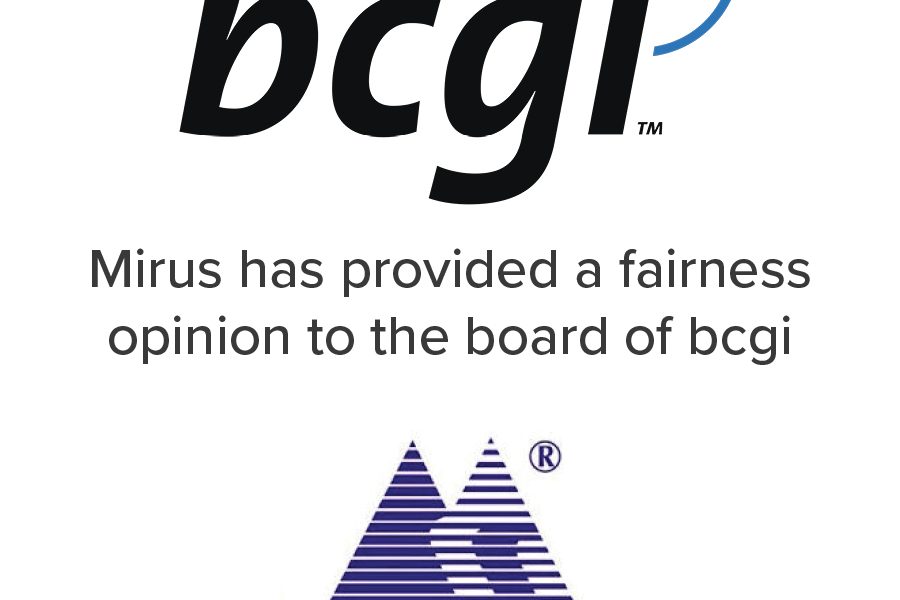 Mirus Capital Advisors provided a fairness opinion to the board of bcgi