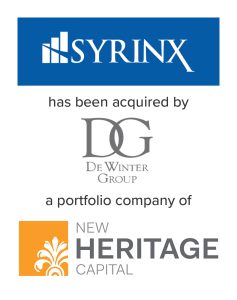 Syrinx acquired by De Winter Group, a portfolio company of New Heritage Capital | Mirus Capital Advisors | Top Middle Market Investment Bank