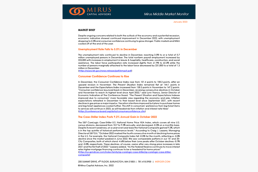 Mirus Capital Advisors | January 2023 Middle Market Monitor