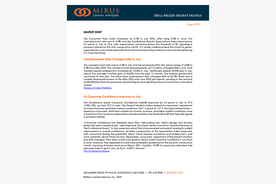 Mirus Capital Advisors | August 2025 Middle Market Monitor
