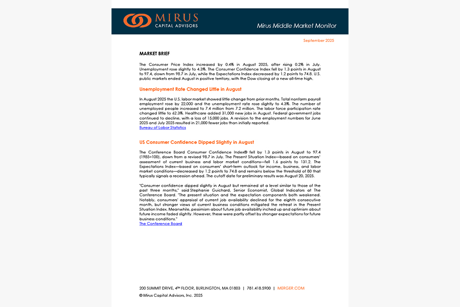 Mirus Capital Advisors | September 2025 Middle Market Monitor