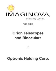 Imaginova sold Orion Telescopes and Binoculars to Optronic Holding Corp | Mirus Capital Advisors | Middle Market Investment Bank