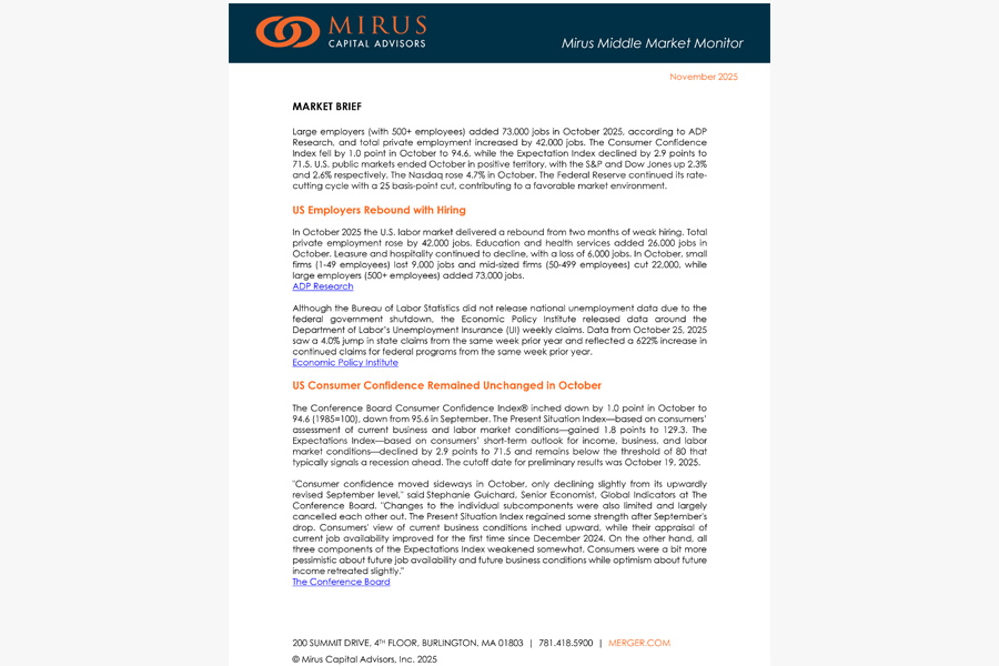 Mirus Capital Advisors | Middle Market Monitor | November 2025