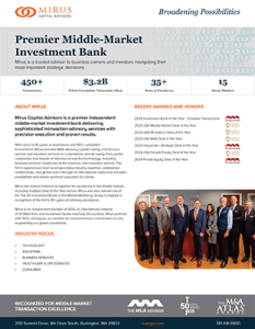Mirus Capital Advisors Brochure | Leading Advisor to Middle Market Businesses for 35+ Years