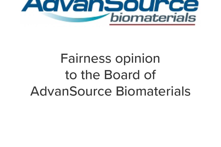 Mirus Capital Advisors provides a fairness opinion to the Board of AdvanSource Biomaterials