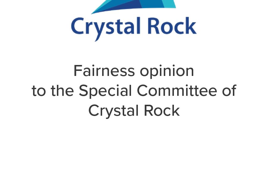 Mirus Capital Advisors provided a fairness opinion to the Special Committee of Crystal Rock
