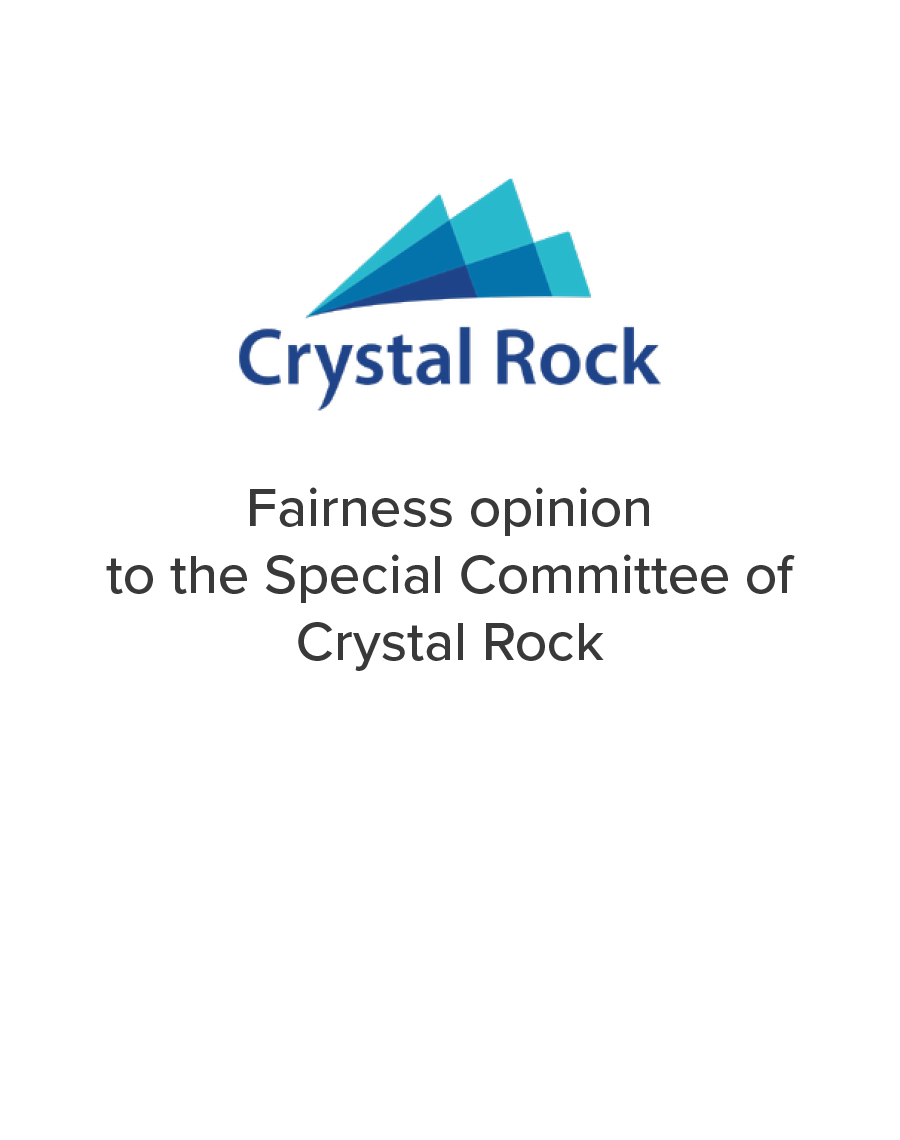 Mirus Capital Advisors provided a fairness opinion to the Special Committee of Crystal Rock