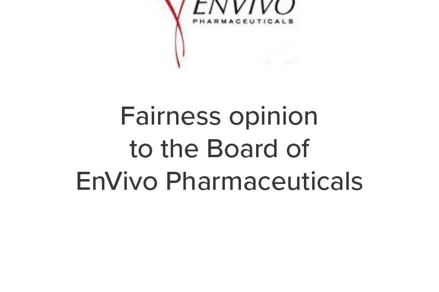 Mirus Capital Advisors provided a fairness opinion to the Board of EnVivo Pharmaceuticals
