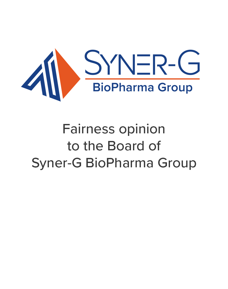 Mirus Capital Advisors provided a fairness opinion to the Board of Syner-G BioPharma Group